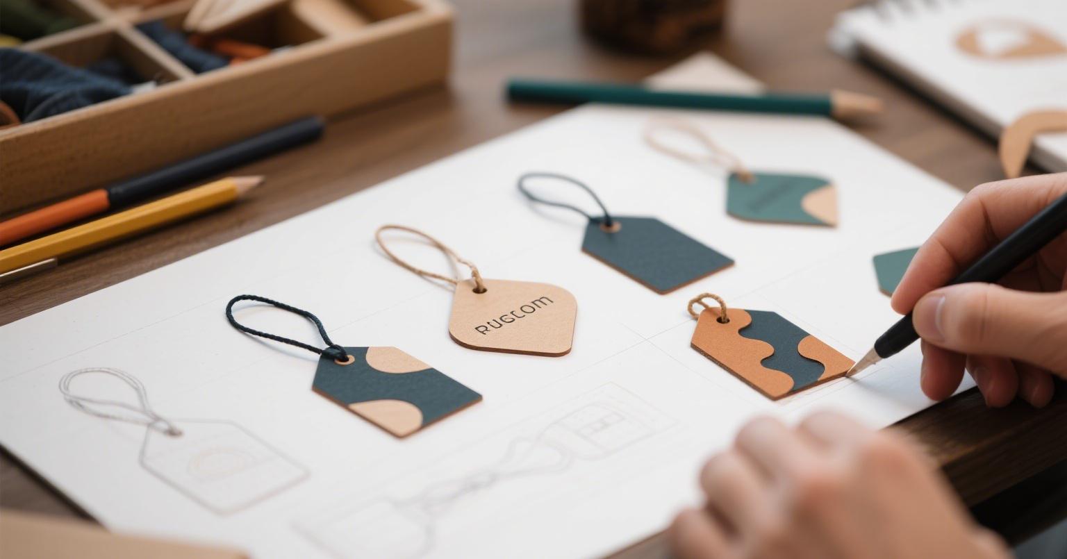 Creative process of designing custom hang tags for clothing